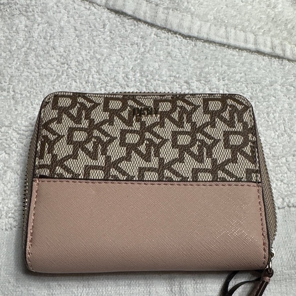 DKNY Brown and Pink Logo Wallet - Picture 1 of 4